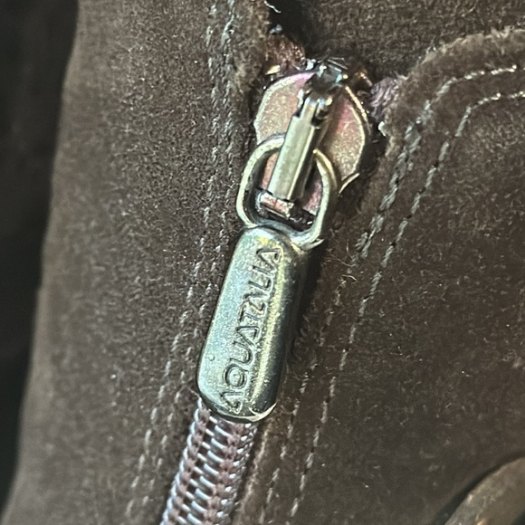 Aquatalia Suede Wedge Heel Boots Knit Sweater Collar Front Zipper Weatherproof - Picture 10 of 17